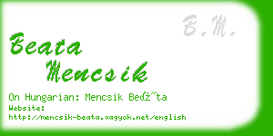 beata mencsik business card